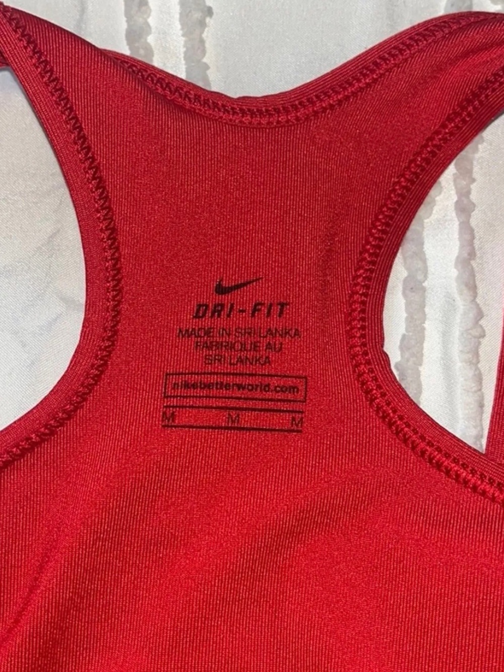 Nike Red Racerback Sports Bra with White Swoosh - Picture 3 of 3